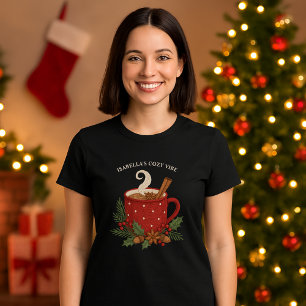 Camiseta Cacao de Navidades de bordado rústico con canela
