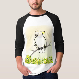 Camiseta Cacatúa Blanca en Rama Pájaro Tropical Manga Larga