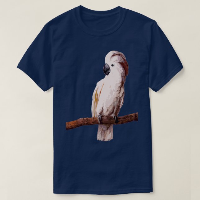 Camiseta cacatúa molucca blanca (Diseño del anverso)