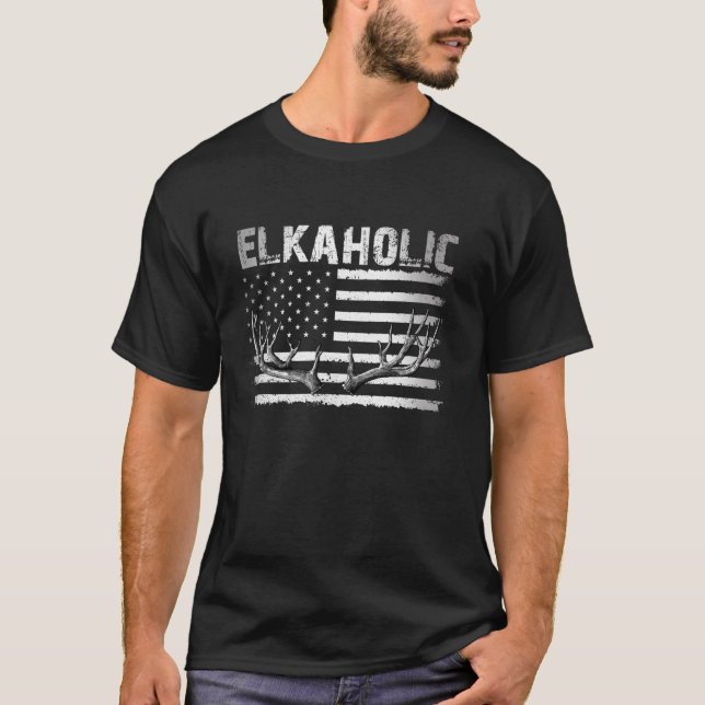 Camiseta Cacería de alce Cazando a Elkaholic Cazadores Funn (Anverso)