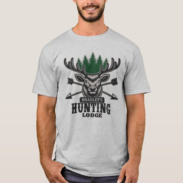 Camiseta Cacería de alce de ciervo AÑADIR NOMBRE Bow Huntin (Anverso)