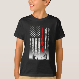 Camiseta Cacería de ciervos con bandera estadounidense