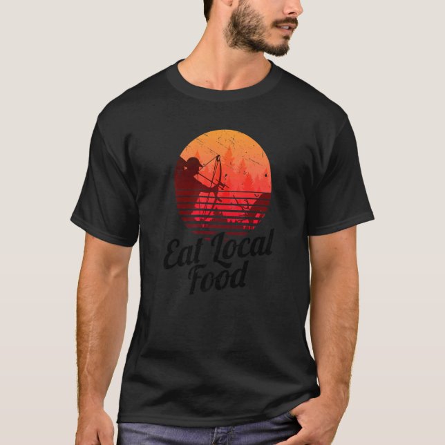 Camiseta Cacería de comida local Bowhun Retro Hunter 80 (Anverso)