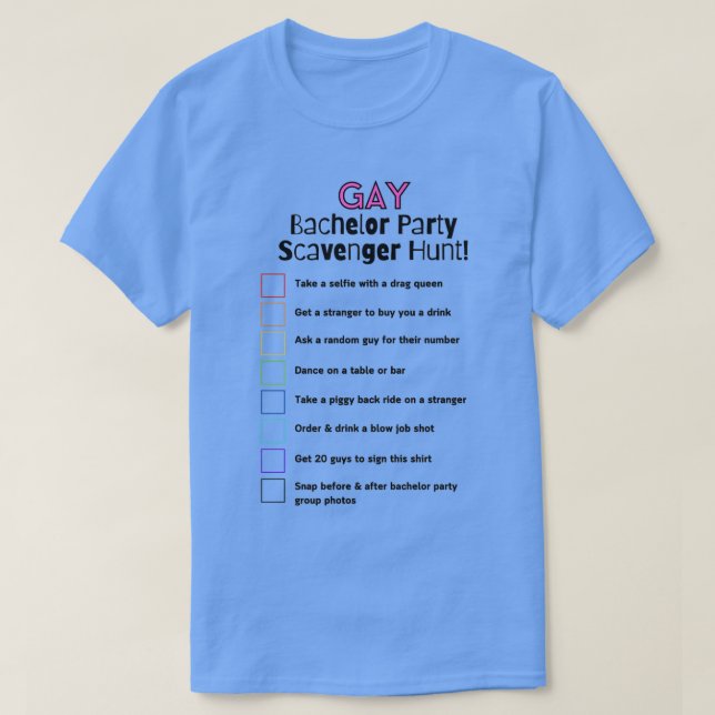 Camiseta Cacería de esclavos del partido del bachiller gay (Diseño del anverso)
