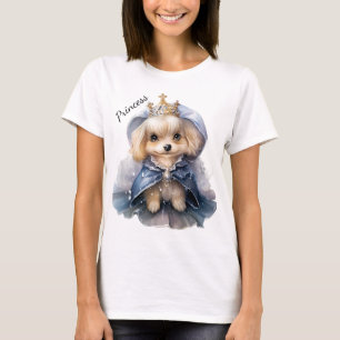 CAMISETA CACHÍA MALTESE ADORABLE EN ROBAS REGALES AZULES