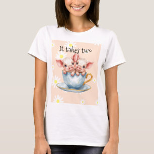 Camiseta Cachorritos de taza gemelos lindos