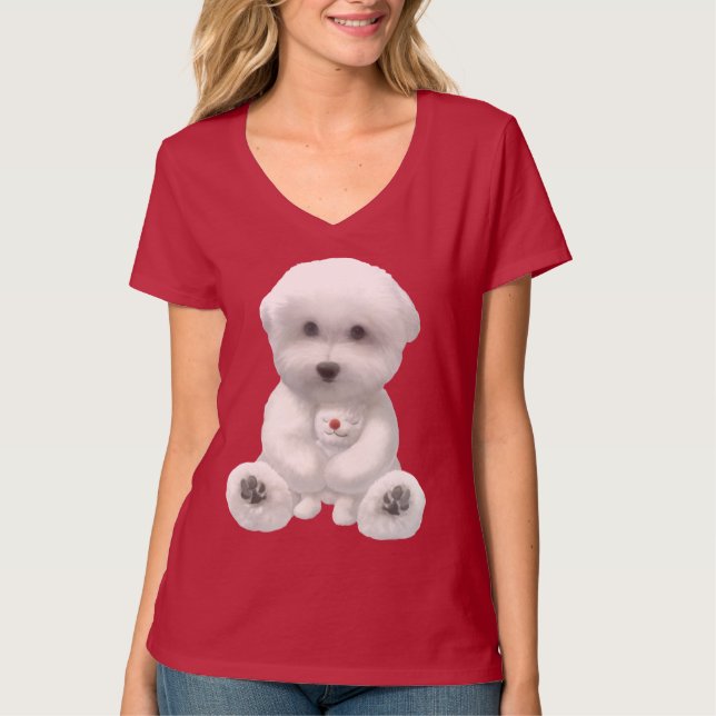 Camiseta Cachorro Abrazando su juguete (Anverso)