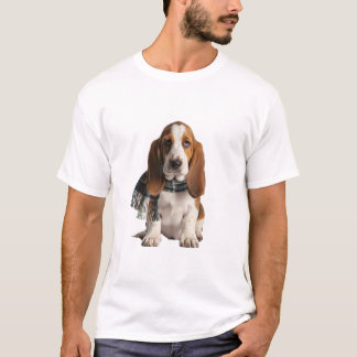 Camiseta Cachorro adorable de Basset Hound con bufanda de c