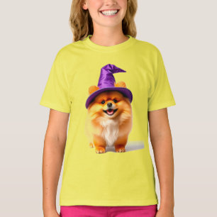 Camiseta Cachorro adorable de Pomerania con sombrero de bru