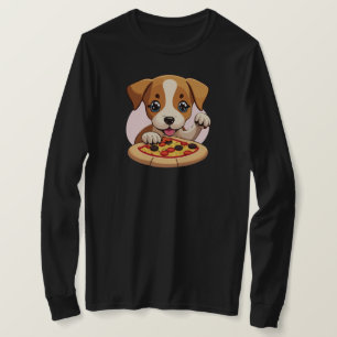 Camiseta Cachorro amistoso invitando a compartir pizza