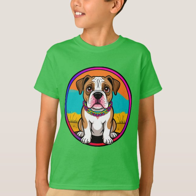 Camiseta Cachorro Animado Adorable con Collar (Anverso)
