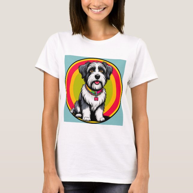 Camiseta Cachorro Animado Adorable con Collar (Anverso)