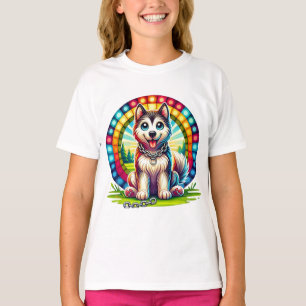 Camiseta Cachorro Animado Adorable con Collar