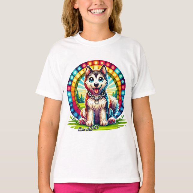 Camiseta Cachorro Animado Adorable con Collar (Anverso)