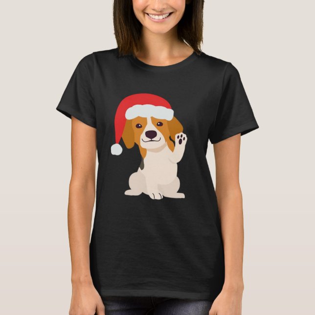 Camiseta cachorro beagle con el gorra de Santa para los ama (Anverso)