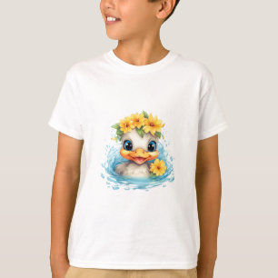 Camiseta Cachorro bebé Duck Ducklings Flores de diversión
