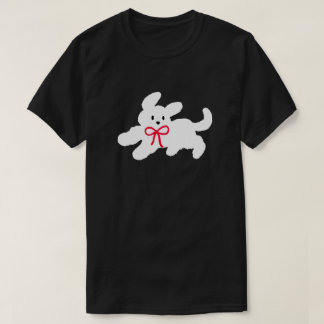 Camiseta Cachorro Blanco Adorable con Lazo Rojo Estética Co