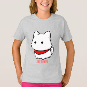 Camiseta Cachorro Blanco Minimalista con Bandana Roja