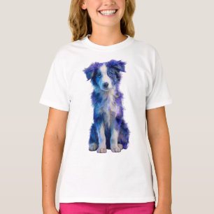 Camiseta Cachorro Border Collie Niño Frontera Galaxia Púrpu