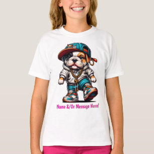 Camiseta 🐕 Cachorro Bulldog Lindo Ropa Urbana para Niñas