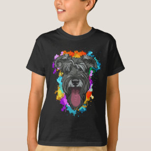 Camiseta Cachorro colorido adorno de Schnauzer