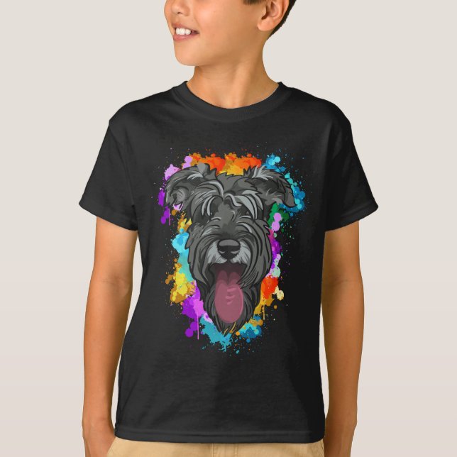 Camiseta Cachorro colorido adorno de Schnauzer (Anverso)