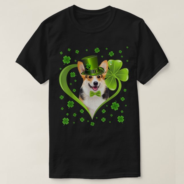 Camiseta Cachorro cómico Shamrock Corgi Dog St  (Diseño del anverso)
