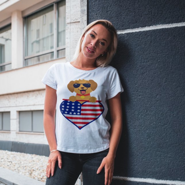 Camiseta Cachorro con gafas de sol Bandera de Estados Unido (Subido por el creador)
