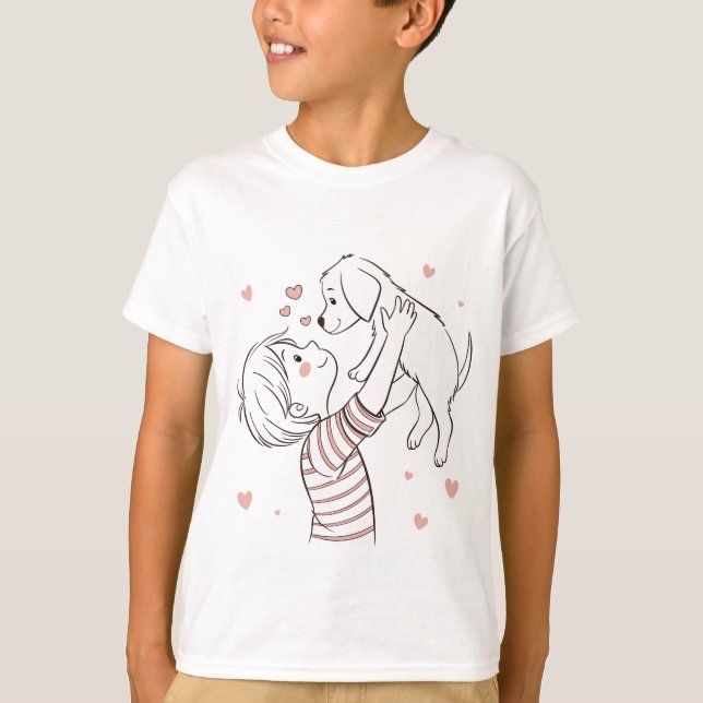 Camiseta Cachorro con Personalizado de niño feliz (Anverso)