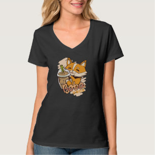 Camiseta Cachorro Corgi Adorable con Té de Burbujas