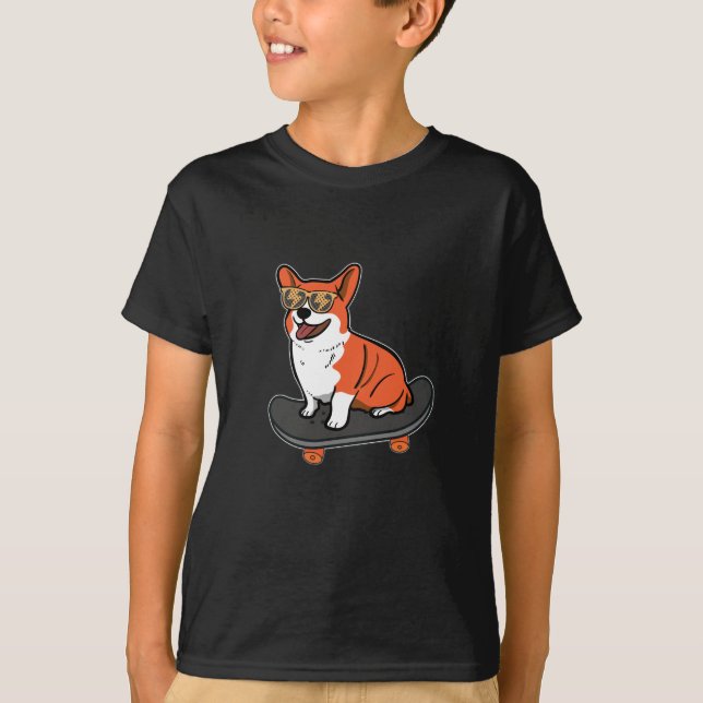 Camiseta Cachorro Corgi Gafas De Sol Cachorro (Anverso)