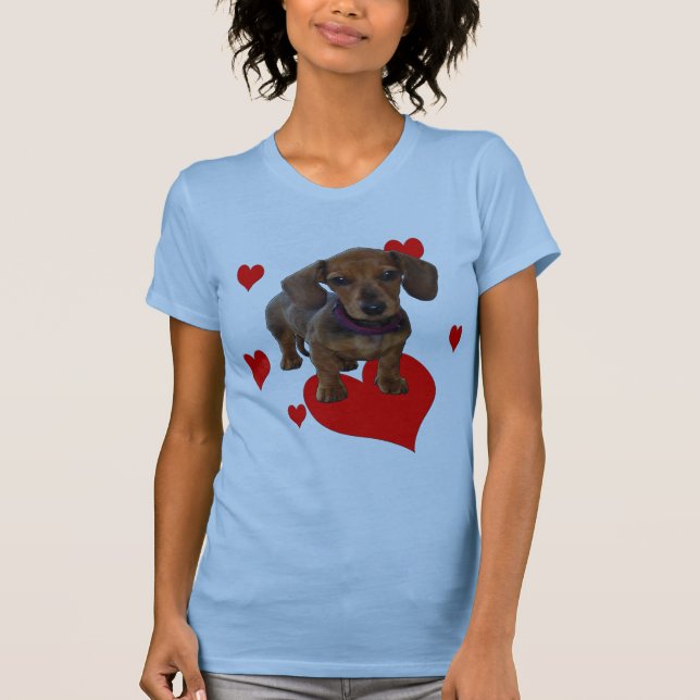 Camiseta Cachorro DACHSHUND con impresión frontal cardíaca (Anverso)
