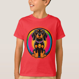 Camiseta Cachorro Dachshund Rodeado de Arcoíris Vibrante