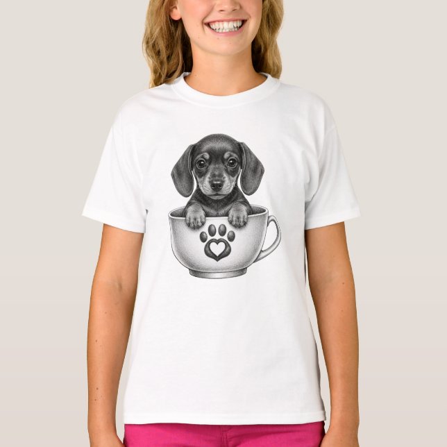 Camiseta Cachorro Dachshund Taza de Té (Anverso)