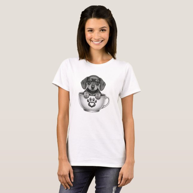 Camiseta Cachorro Dachshund Taza de Té (Anverso completo)