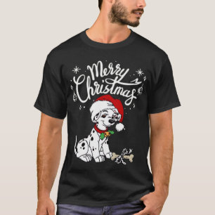 Camiseta Cachorro dálmata con gorro de Santa de Navidad
