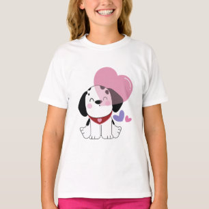 Camiseta Cachorro dálmata kawaii adorable con corazones