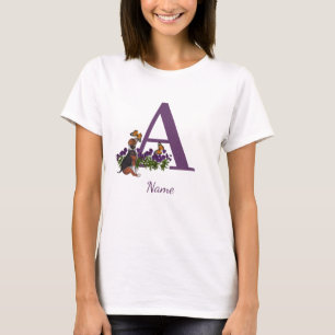 Camiseta Cachorro de Beagle Mariposas Monograma Inicial A N