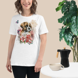 Camiseta Cachorro de boxeo en flores