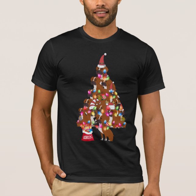 Camiseta Cachorro de Boxer Navideño Lindo (Anverso)