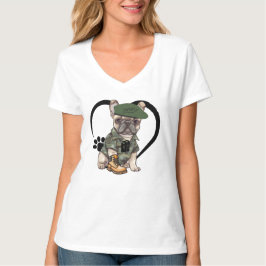 Camiseta Cachorro de Bulldog francés con traje de camo y Be