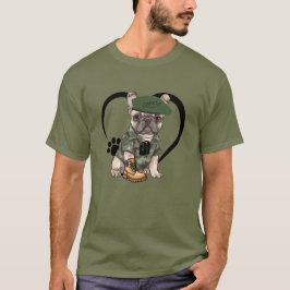 Camiseta Cachorro de Bulldog francés con traje de camo y Be