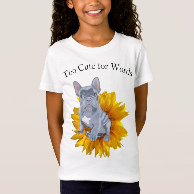 Camiseta Cachorro de Bulldog francés y girasol (Anverso)