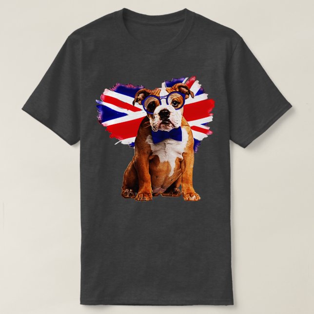 Camiseta Cachorro de Bulldog inglés en gafas (Diseño del anverso)