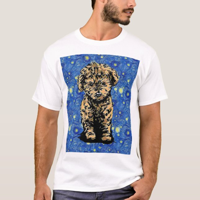 Camiseta Cachorro de cachorro nocturno estrellado (Anverso)