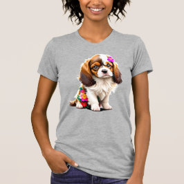 Camiseta Cachorro de Cavalier King Charles Spaniel Floral M