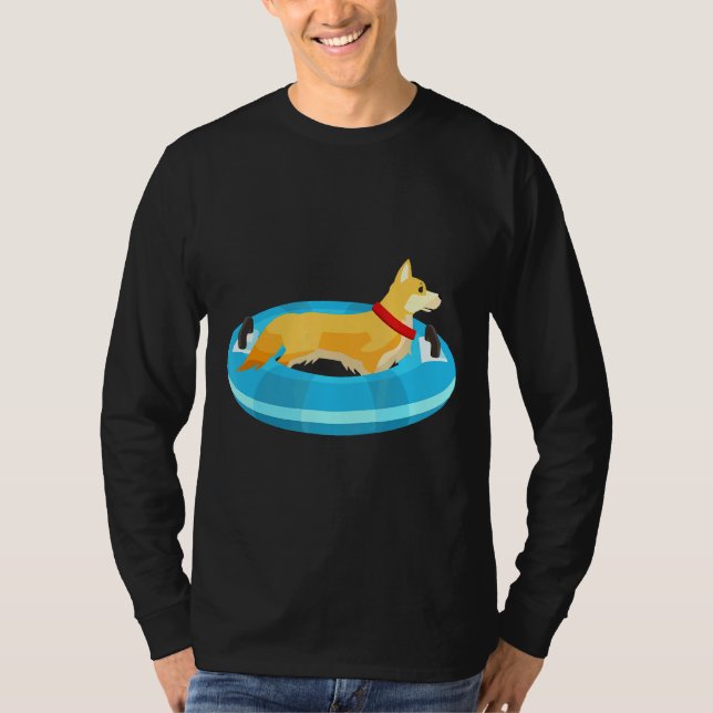 Camiseta Cachorro de Corgi Dog Flotando río (Anverso)