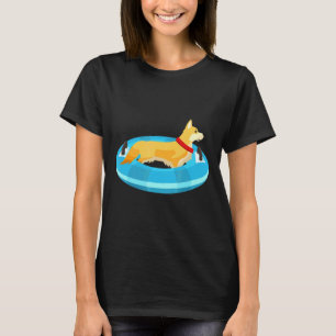 Camiseta Cachorro de Corgi Dog Flotando río