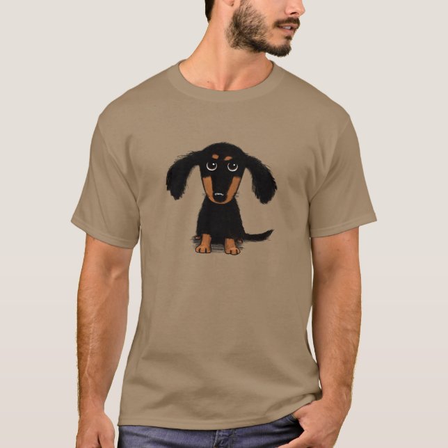 Camiseta Cachorro de Dachshund de Pelo Largo (Anverso)