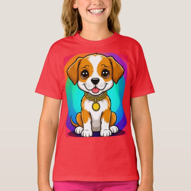 Camiseta Cachorro de dibujos animados adorable (Anverso)